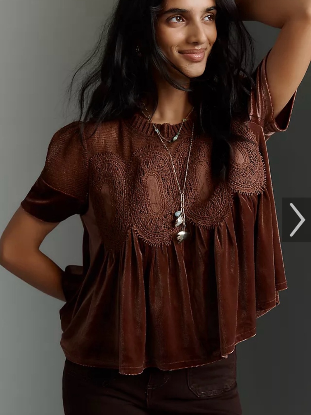 Anthropologie En Elly Velvet Scallop Edge Women’s Top